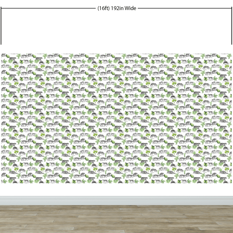 Tiger and Leopard Wallpaper Pattern. Safari Animal Print Wall Mural. #6478