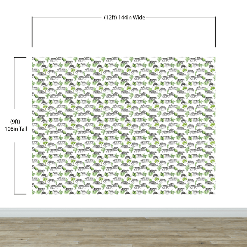 Tiger and Leopard Wallpaper Pattern. Safari Animal Print Wall Mural. #6478