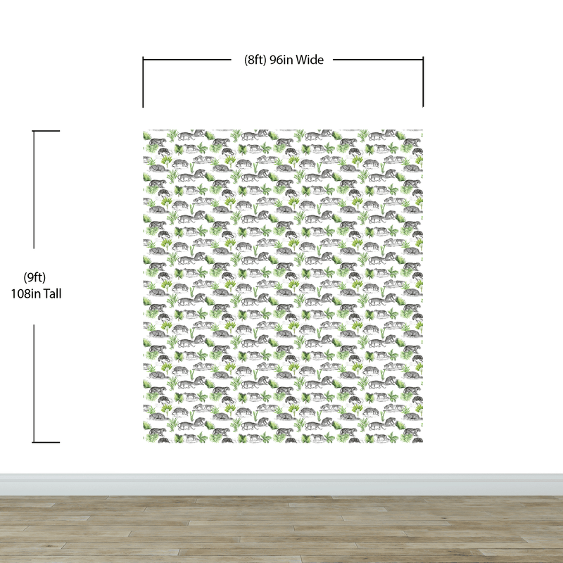 Tiger and Leopard Wallpaper Pattern. Safari Animal Print Wall Mural. #6478