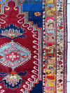 Hand-Knotted Antique Turkish Melas Wool Rug – 4'3" x 5'11" – Vibrant Geometric Motifs