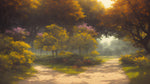 Vintage Trees in Park Wallpaper. Peel and Stick Wall Mural. #6496