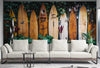 Surfboards Wall Mural. Peel and Stick Wallpaper. Summer Tropical Beach Theme Decor. #6509