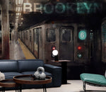 Brooklyn Art Wallpaper. Subway 6 Train Peel and Stick Wall Mural #6516