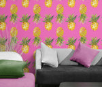 Pineapple Wallpaper. Pink, Purple, or Black Color Peel and Stick Wall Mural. #6538