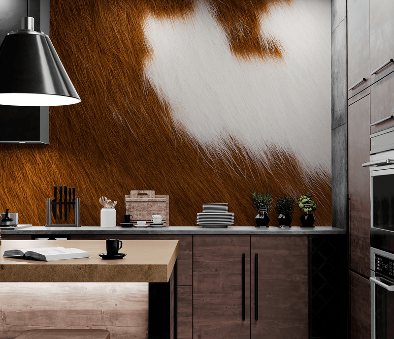 Country-Style Cowhide Wallpaper for Rustic Home Decor. #6541