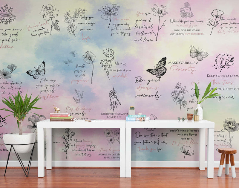 Affirmation Quote Wallpaper. Self Care Meditation Quote Bedroom Decor. #6545