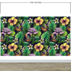 Tropical Flower Wallpaper Peel and Stick Colorful Wildflower Mural. Green Flowers and Palm Tree Leaves Design. #6569