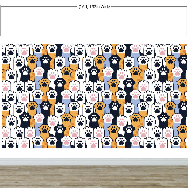Cat Paws Pattern Wallpaper - Adorable Decor for Kid's and Nursery Rooms #6576