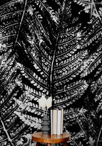 Black and White Fern Botanical Wallpaper. Peel and Stick Mural. #6579