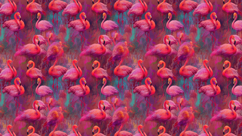 Bright Pink Flamingos Wallpaper - Modern Miami Vibes, Tropical Home Decor #6581