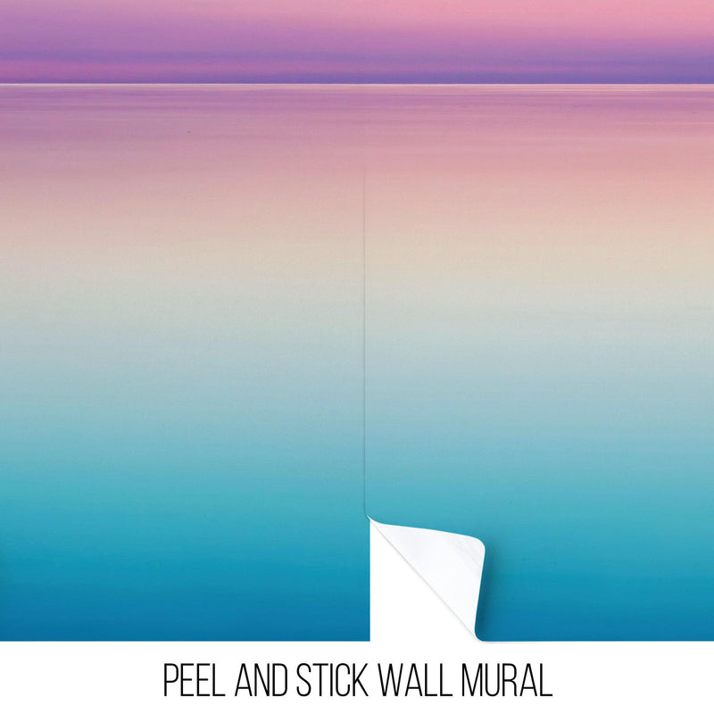 Pastel Pink Sunset Ocean Wallpaper Mural - Tropical Calm Waters. #6603