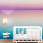 Pastel Pink Sunset Ocean Wallpaper Mural - Tropical Calm Waters. #6603