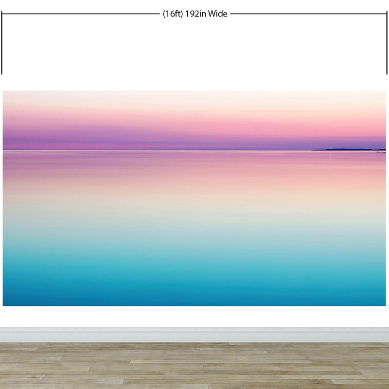 Pastel Pink Sunset Ocean Wallpaper Mural - Tropical Calm Waters. #6603