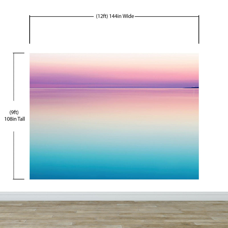 Pastel Pink Sunset Ocean Wallpaper Mural - Tropical Calm Waters. #6603