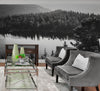 Black and White Mountain Over Looking Lake and Forest Wallpaper. #6671