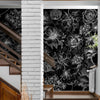 Black Floral Background, Black and White Flower Wallpaper Mural. #6677
