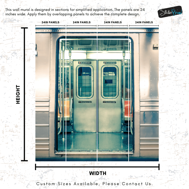 Subway Train Wall Mural Wallpaper. Urban NYC Decor. #6775