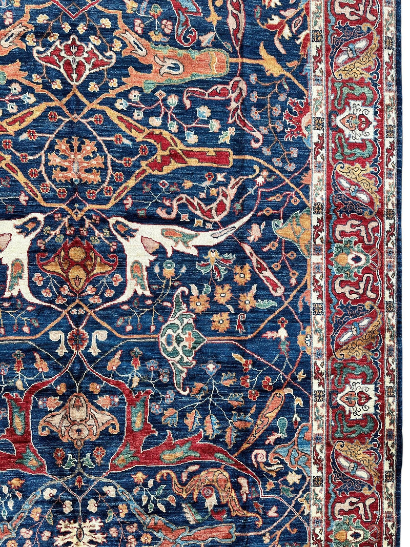 Hand-Knotted AfghanI Bidjar Ghazni Wool Rug – 6'7" x 9'10" – Elegant Floral Design