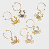Crab wine charms, rainbow