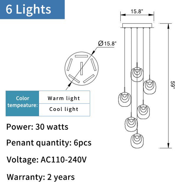 MIRODEMI® Creative LED chandelier for staircase, lobby, bedroom, stairwell