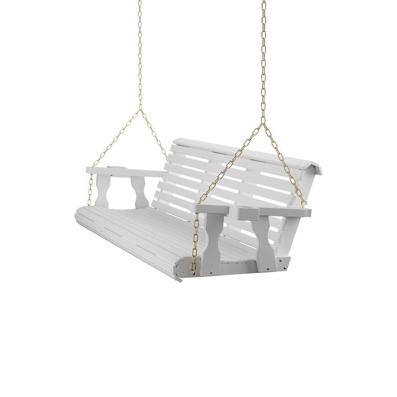 Amish Casual 5 Foot Roll Back Porch Swing in White Stain