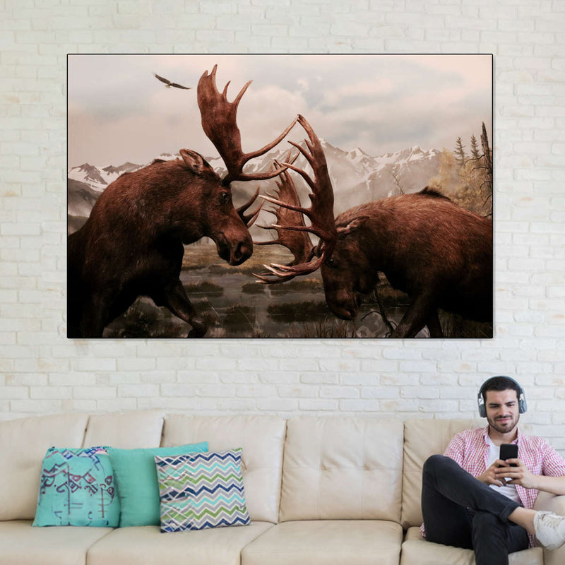 Moose Battle Wall Art