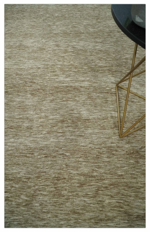 6x10 Hand Woven Natural Beige and Ivory Solid wool area Rug, Living Room Rug | N352610
