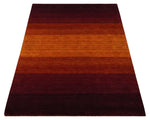 6x8 Ombre Brown and Rust Blended Stripes Pattern Wool Hand Woven Southwestern Gabbeh Rug