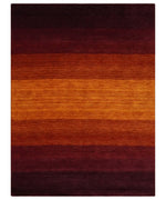 6x8 Ombre Brown and Rust Blended Stripes Pattern Wool Hand Woven Southwestern Gabbeh Rug