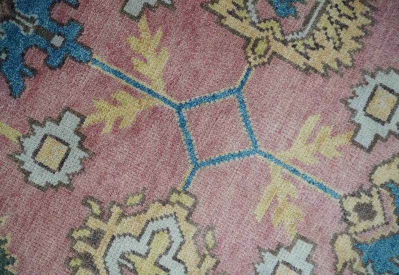 6x8 Pink, Blue and Beige Hand Knotted Heriz Serapi Floral Area Rug | TRDPC40