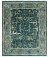 Hand Knotted Oriental Oushak Green and Gray Multi Size Wool Area Rug