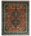 Rust, Ivory and Brown Oriental Traditional Hand knotted Multi Size Area Rug