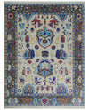 Custom Made Ivory and Gray Vibrant Colorful Hand knotted Traditional Oushak wool Area Rug