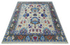 Custom Made Ivory and Gray Vibrant Colorful Hand knotted Traditional Oushak wool Area Rug