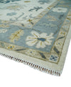 Custom Made Traditional Oushak Ivory and Silver Hand knotted wool Area Rug