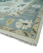 Custom Made Traditional Oushak Ivory and Silver Hand knotted wool Area Rug