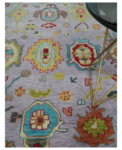 Pink and Beige Vibrant Colorful Hand knotted Traditional Oushak Multi Size Area Rug