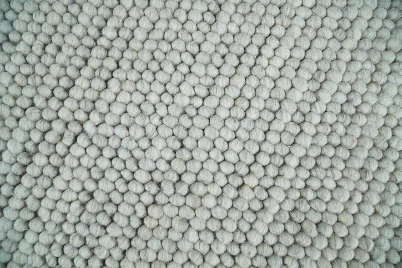 3x5, 5x8, 6x9, 8x10 and 9x12 Solid Silver Wool Blend Felted Chunky Hand Woven Area Rug