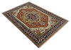 6x9 and runner Traditional Blue, Rust and Ivory Hand knotted wool Area Rug