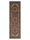 6x9 and runner Traditional Blue, Rust and Ivory Hand knotted wool Area Rug