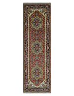 6x9 and runner Traditional Blue, Rust and Ivory Hand knotted wool Area Rug