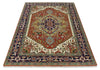 6x9 and runner Traditional Blue, Rust and Ivory Hand knotted wool Area Rug