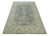 6x9 Hand Knotted Antique Silver, Beige and Brown Traditional Persian Vintage Oushak Wool Rug | TRDCP808
