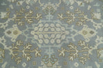 6x9 Hand Knotted Antique Silver, Beige and Brown Traditional Persian Vintage Oushak Wool Rug | TRDCP808