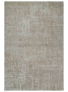 6x9 Hand Knotted Beige and Ivory Modern Abstract Contemporary Recycled wool Area Rug
