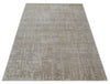 6x9 Hand Knotted Beige and Ivory Modern Abstract Contemporary Recycled wool Area Rug