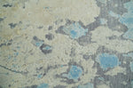 2x4 Modern Abstract Ivory, Blue and Charcoal Wool and Silk Rug| N7324