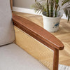 Mid-Century Modern Rattan Accent Chair with Wooden Armrests and Legs – Lounge Armchair for Living Room