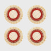 Ruffle edge straw coasters, red