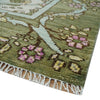 8.6x10 Hand Knotted Ivory and Green Floral Traditional Antique Style Wool Area Rug